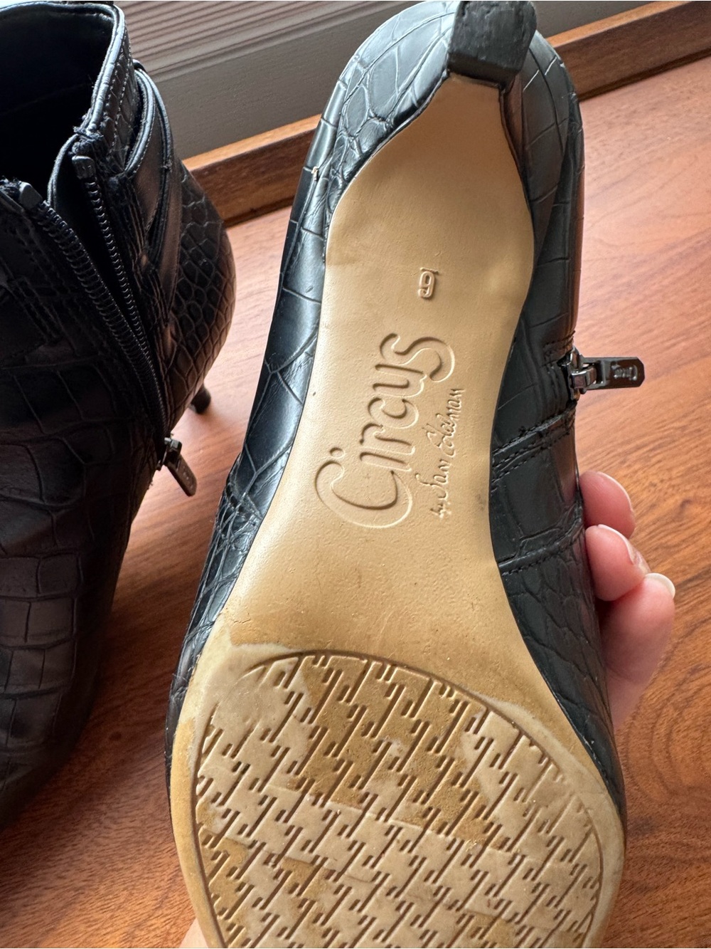 Ankle Boots by Sam Edelman Black Croc-Embossed Pointed - Picture 7 of 9